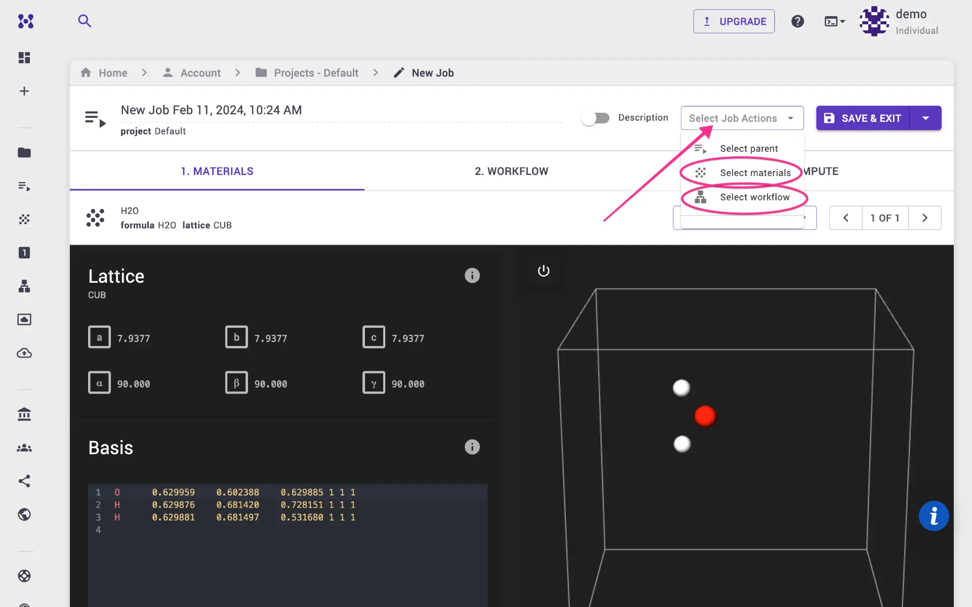 DeePMD create job DeePMD create job